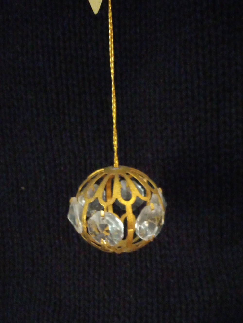 Gold Filigree Austrian Crystal Ball Holiday Ornament - Gold-plated